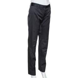 Dolce & Gabbana Black Pinstriped Cotton Tailored Pants M