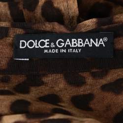 مملوكة مسبقًا Dolce & Gabbana Brown Leopard Print Cotton & Silk Button Front Shirt M