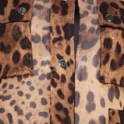 مملوكة مسبقًا Dolce & Gabbana Brown Leopard Print Cotton & Silk Button Front Shirt M