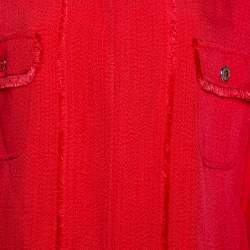 Pre Owned Dolce & Gabbana Red Fringed Button Front Jacket L