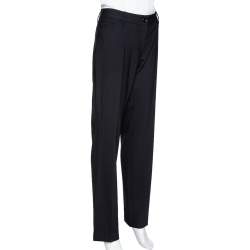 Pre Owned Dolce & Gabbana Black Stretch Wool Tailored Pants L