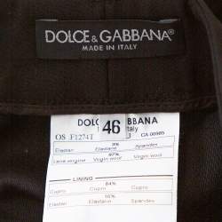 Pre Owned Dolce & Gabbana Black Stretch Wool Tailored Pants L