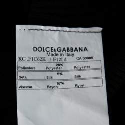 Pre Owned Dolce & Gabbana Black Knit Tulip Print Tie Neck Cardigan L