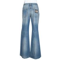 Pre Owned بنطلون جينز دولتشي آند غابانا دنيم أزرق متوسط واسع مقاس كبير (لارج)