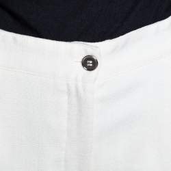 Pre Owned Dolce & Gabbana Ivory Cuffed Hem Flared Trousers L