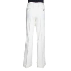 Pre Owned Dolce & Gabbana Ivory Cuffed Hem Flared Trousers L