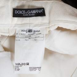Pre Owned Dolce & Gabbana Ivory Cuffed Hem Flared Trousers L