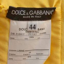 Pre Owned Dolce & Gabbana Yellow Silk Bow Detail Sleeveless Maxi Dress M