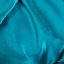 مملوكة مسبقًا Dolce & Gabbana Turquoise Blue Silk Satin Ruched Maxi Dress L 
