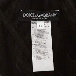 Pre Owned Dolce & Gabbana Black Polka Dot Embroidered Tulle Strapless Gown L