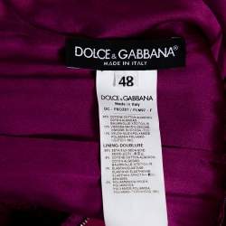 Pre Owned Dolce & Gabbana Magenta Corded Lace Plunge Back Maxi Dress L