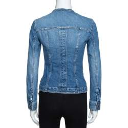 Pre Owned Dolce & Gabbana Blue Denim Fitted Collarless Jacket S 