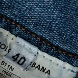 Pre Owned Dolce & Gabbana Blue Denim Fitted Collarless Jacket S 