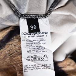 مملوكة مسبقًا تي شيرت دولتشي أند غابانا جيرسيه مطبوع نقشة النمر بني مقاس صغير جداً (اكس سمول)