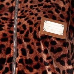 Pre Owned Dolce & Gabbana Brown Leopard Print Velvet Pants And Jacket Set M
