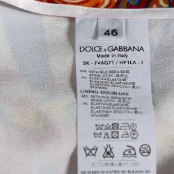 Dolce & Gabbana Multicolor Carretto Siciliano Print Silk Pencil Skirt L