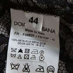 Pre Owned Dolce & Gabbana Grey Paisley Print Silk Bow Tie Blouse M