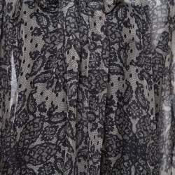 Pre Owned Dolce & Gabbana Grey Paisley Print Silk Bow Tie Blouse M
