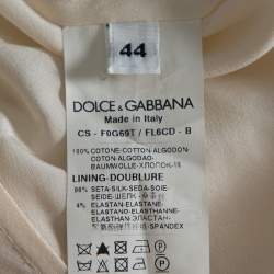 Dolce & Gabbana Off White Floral Lace Button Front Coat M