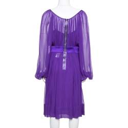 Dolce & Gabbana Purple Silk Chiffon Gathered Dress M