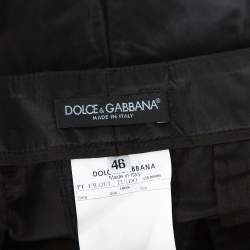 Pre Owned Dolce & Gabbana Black Silk Taffeta Straight Leg Pants L