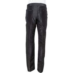 Pre Owned Dolce & Gabbana Black Silk Taffeta Straight Leg Pants L