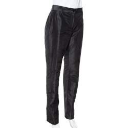 Pre Owned Dolce & Gabbana Black Silk Taffeta Straight Leg Pants L