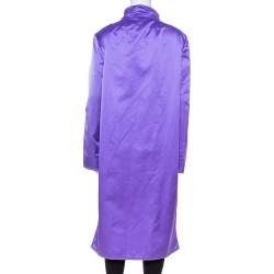 Pre Owned Dolce & Gabbana Purple Silk Satin Button Front Coat L