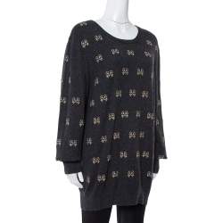 Pre Owned Dolce & Gabbana Charcoal Grey Key Embroidered Cashmere Sweater L
