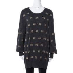 Pre Owned Dolce & Gabbana Charcoal Grey Key Embroidered Cashmere Sweater L