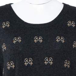 Pre Owned Dolce & Gabbana Charcoal Grey Key Embroidered Cashmere Sweater L