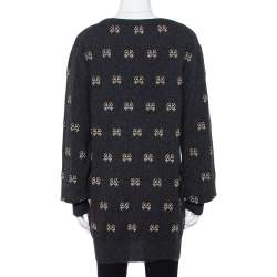 Pre Owned Dolce & Gabbana Charcoal Grey Key Embroidered Cashmere Sweater L