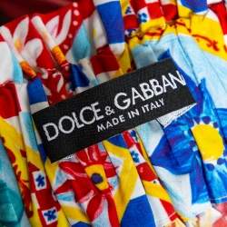 Pre Owned Dolce & Gabbana Multicolor Carretto Print Cotton Pleated Skirt S