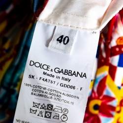 Pre Owned Dolce & Gabbana Multicolor Carretto Print Cotton Pleated Skirt S