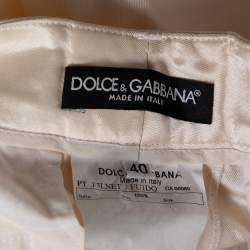 Pre Owned Dolce & Gabbana Cream Silk Flared Trousers S
