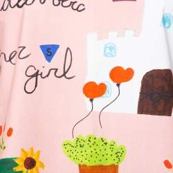 Pre Owned Dolce & Gabbana Pink Kids Drawing Print Cotton Top M