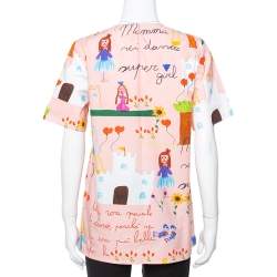 Pre Owned Dolce & Gabbana Pink Kids Drawing Print Cotton Top M