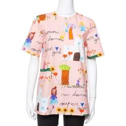 Pre Owned Dolce & Gabbana Pink Kids Drawing Print Cotton Top M