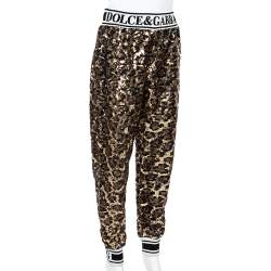 Pre Owned Dolce & Gabbana Gold Sequined Track Trousers S