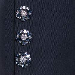 Pre Owned Dolce & Gabbana Navy Blue Wool Gabardine Shift Dress M