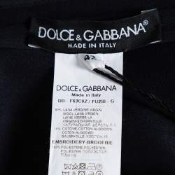 Pre Owned Dolce & Gabbana Navy Blue Wool Gabardine Shift Dress M