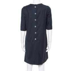 Pre Owned Dolce & Gabbana Navy Blue Wool Gabardine Shift Dress M
