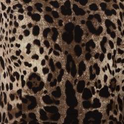 Pre Owned Dolce & Gabbana Brown Leopard Print Crepe Sheath Dress S