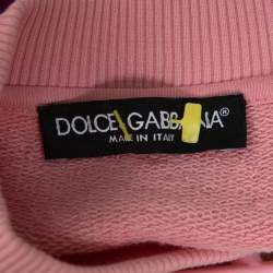Pre Owned Dolce & Gabbana Pink Knit Amore Applique Cropped Sweatshirt S