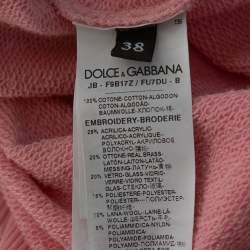 Pre Owned Dolce & Gabbana Pink Knit Amore Applique Cropped Sweatshirt S