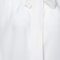 مملوكة مسبقًا Dolce & Gabbana Cream Silk Neck Tie Detail Long Sleeve Blouse S