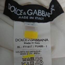 مملوكة مسبقًا Dolce & Gabbana Cream Silk Neck Tie Detail Long Sleeve Blouse S