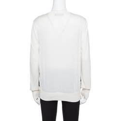 Pre Owned Dolce & Gabbana Off White Majolica Print Silk Button Front Cardigan L