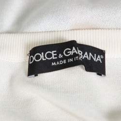 Pre Owned Dolce & Gabbana Off White Majolica Print Silk Button Front Cardigan L