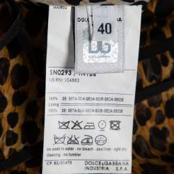 Pre Owned Dolce & Gabbana Brown Animal Print Ruffle Detail Sleeveless Top M